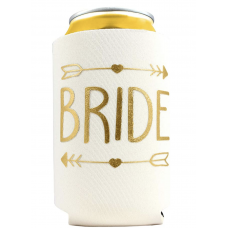 Can Cooler - Bride with Arrow White with Gold